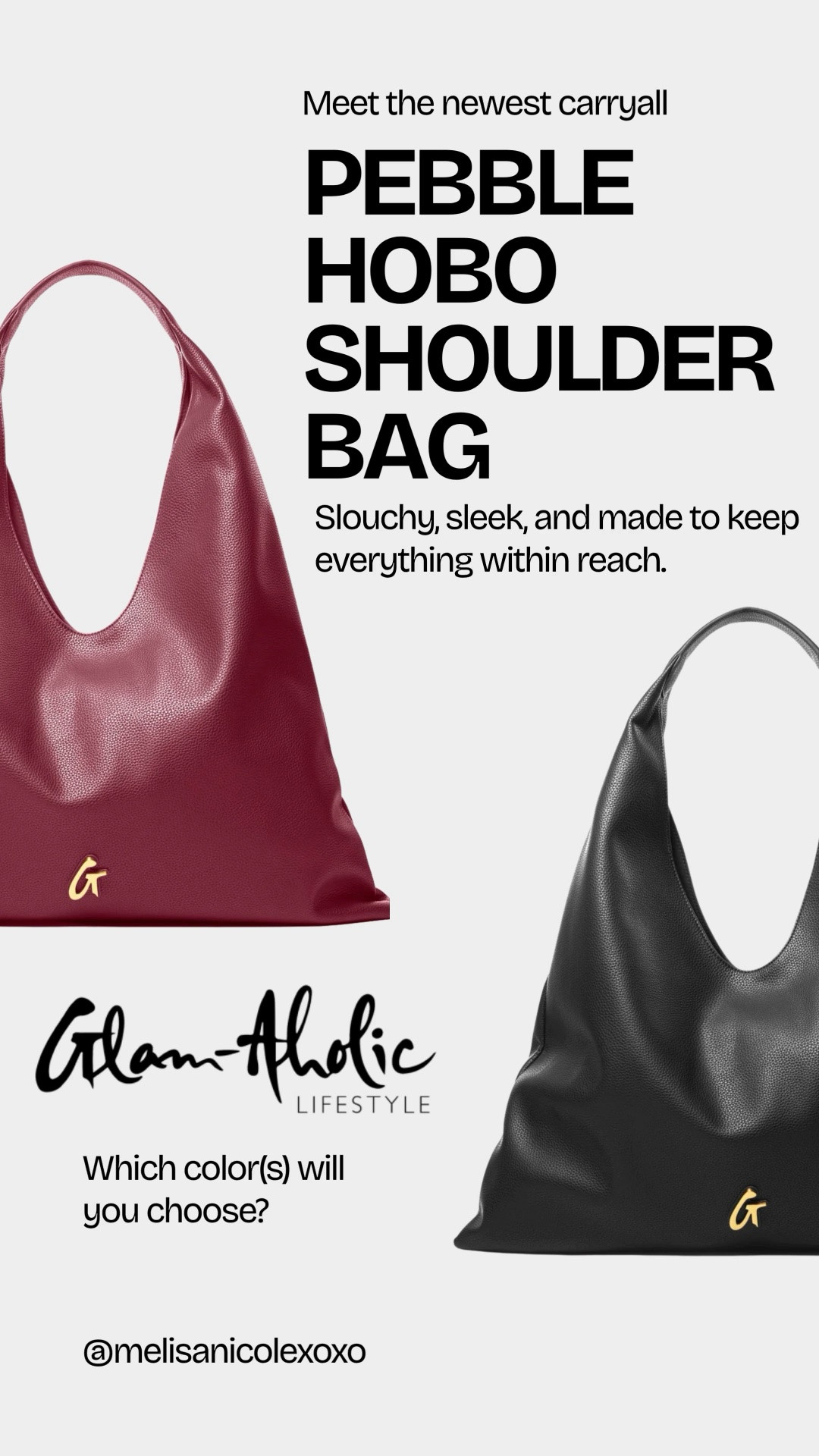 Meet the newest @GlamAholic Lifestyle Pebble Hobo Shoulder Bag. This oversized carryall is slouchy, sleek, and made to keep everything within reach. These slouchy bags are in style and serve as a major staple for everyday wear and high fashion alike. Save this post now. Bags are dropping at 3pm on Friday, 5/29. 

#Glamaholic #Glamaholiclifestyle #SlouchyBag #ShoulderBag #ItBag

#LTKootd #LTKTravel #LTKWorkwear