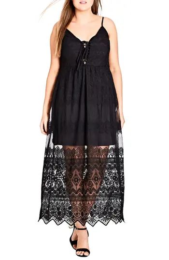 Plus Size Women's City Chic Festival Fun Sheer Hem Maxi Dress | Nordstrom