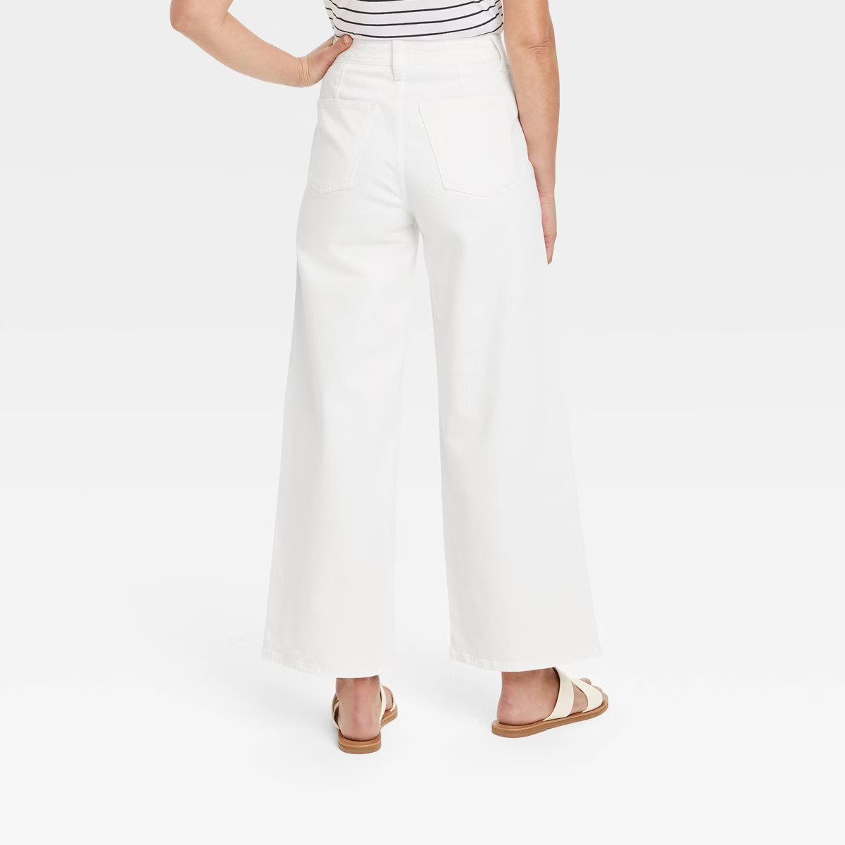 Women's High-Rise Sailor Wide Leg Ankle Jeans - Universal Thread™ White 6: Cotton Denim, Relaxe... | Target