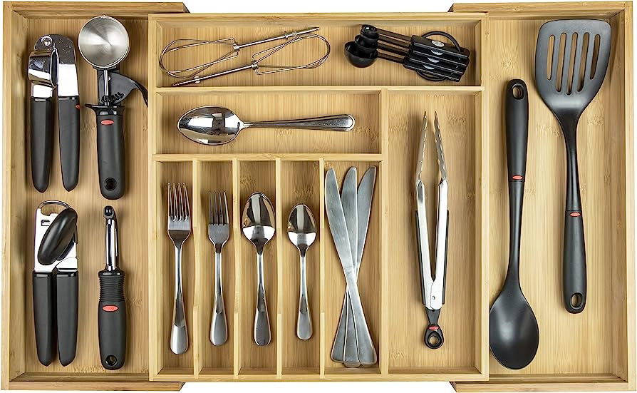 KitchenEdge Premium Silverware, Flatware and Utensil Organizer for Kitchen Drawers, Expandable to... | Amazon (US)