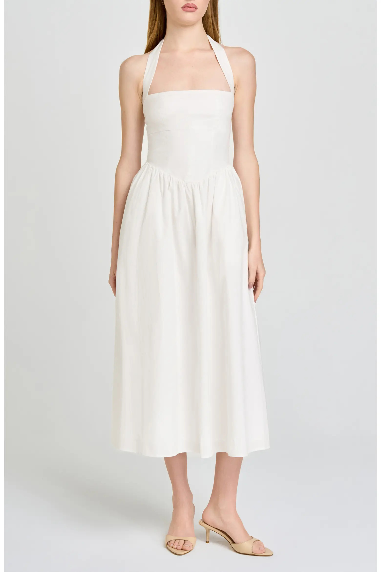Camellia Halter Neck Stretch Cotton Midi Dress (Women) | Nordstrom | Nordstrom