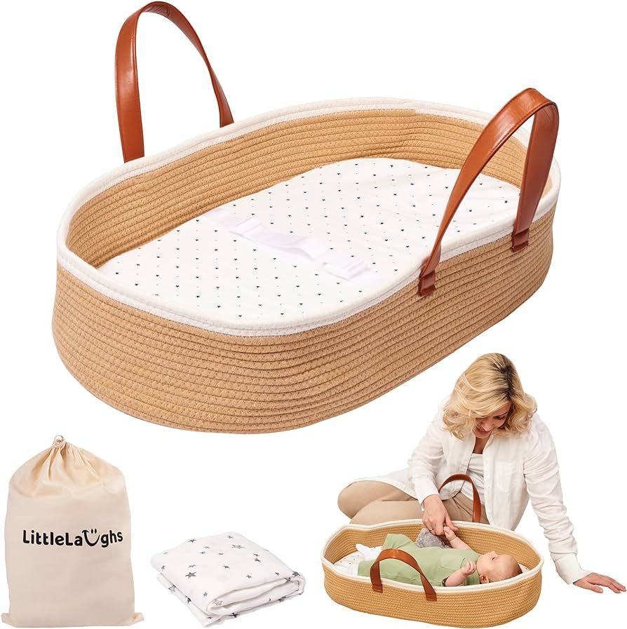 Moses Basket for Babies with Muslin Blanket | Changing Basket for Baby Dresser | Portable Basket ... | Amazon (US)