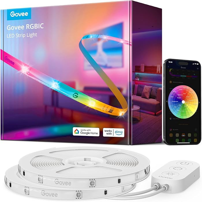 Govee 65.6 feet RGBIC LED Strip Lights for Bedroom, Smart Strip Lights Alexa Compatible, Color Ch... | Amazon (US)