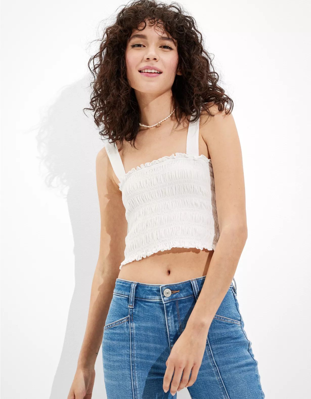 AE Cropped Smocked Tank Top | American Eagle Outfitters (US & CA)
