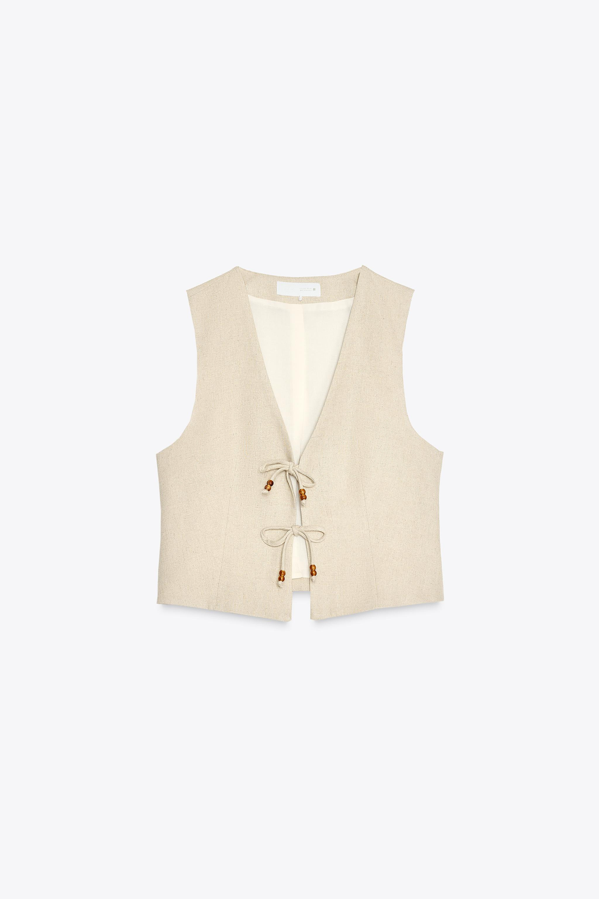 BEADED LINEN BLEND WAISTCOAT | Zara US