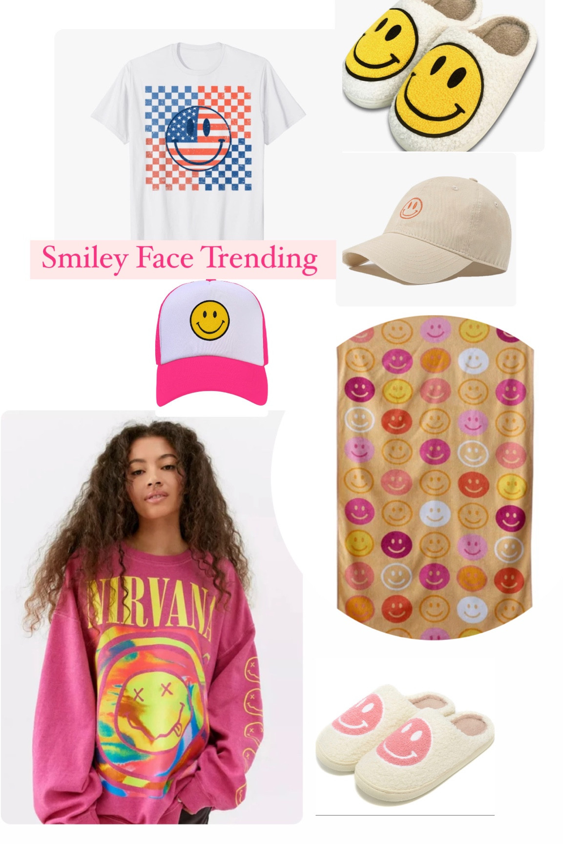 Smiley face gift ideas 
Beach towel 
Nirvana sweatshirt 
Teen girl 
The slippers are super comfortable 

#LTKunder50 #LTKstyletip #LTKGiftGuide