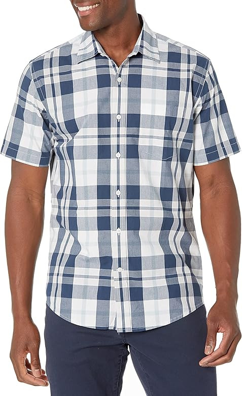 Men's Regular-Fit Short-Sleeve Poplin Shirt | Amazon (US)