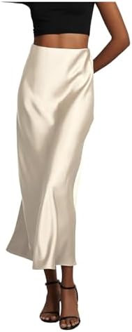 SHENHE Women's Satin Maxi Skirts High Waisted A Line Long Skirts Elegant Office Skirts | Amazon (US)