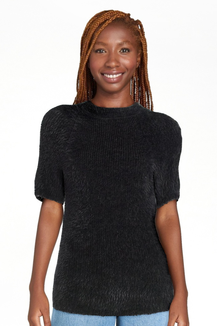 Scoop Women’s Fuzzy Sweater Top with Short Sleeves, Lightweight, Sizes XS-XXL | Walmart (US)