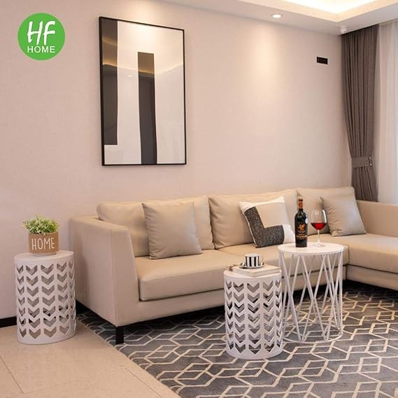 Multifunctional Nesting Round Metal Coffee End Tables, Set of 3 Modern Furniture Nightstands Deco... | Amazon (US)