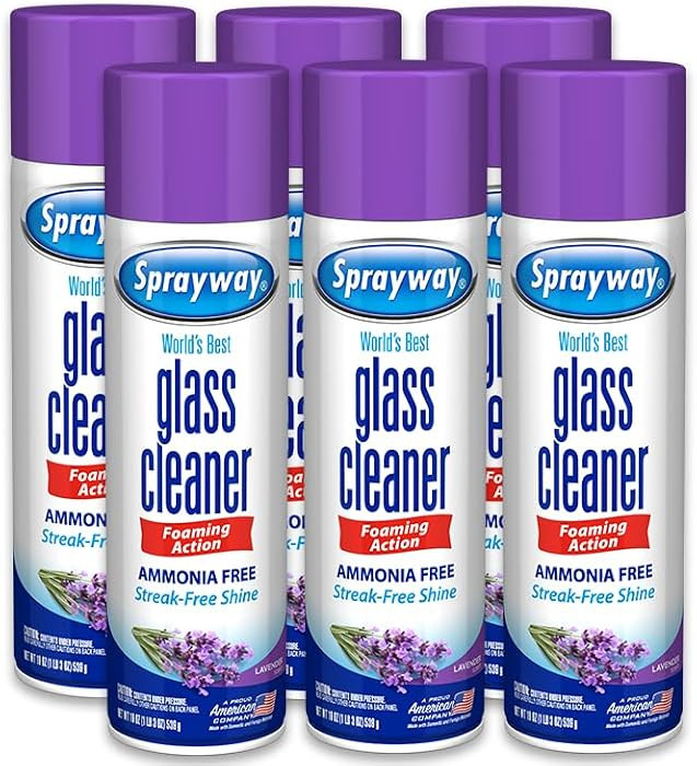 Sprayway Glass Cleaner Lavender Scent Foaming Aerosol Spray, 19oz, Pack of 6 | Ammonia-Free, Stre... | Amazon (US)