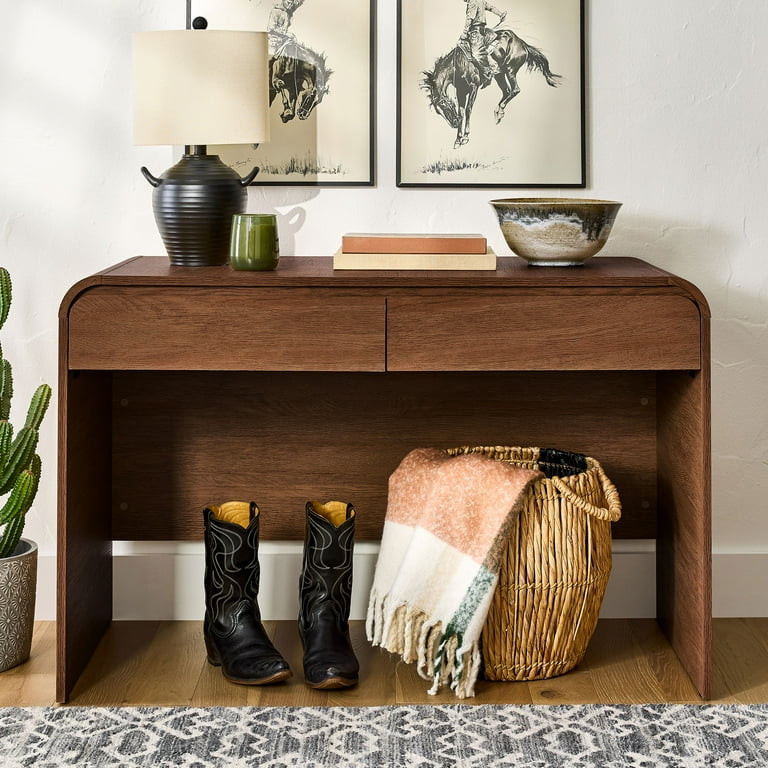 Better Homes & Gardens Juliet Curved Desk with Storage, Walnut Finish | Walmart (US)