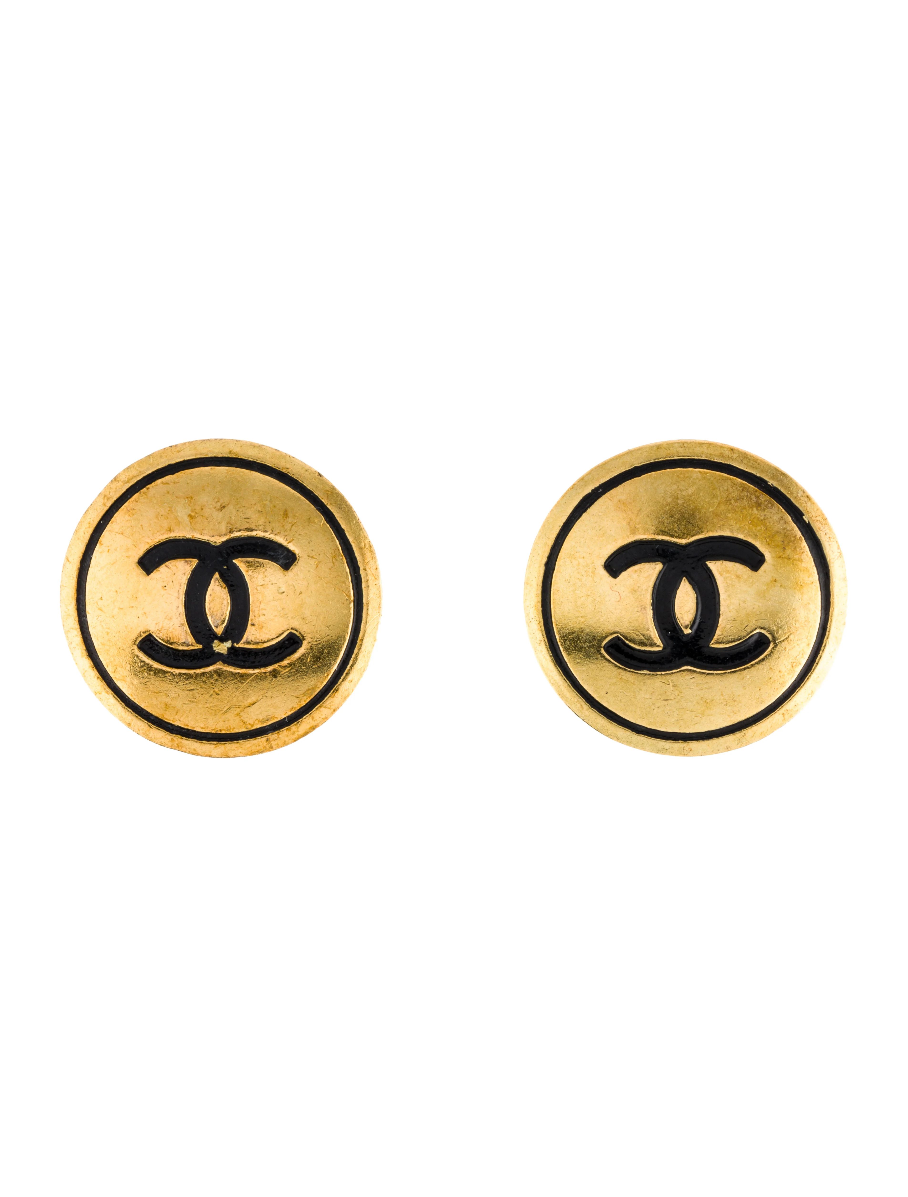 Vintage Enamel CC Clip-On Earrings | The RealReal