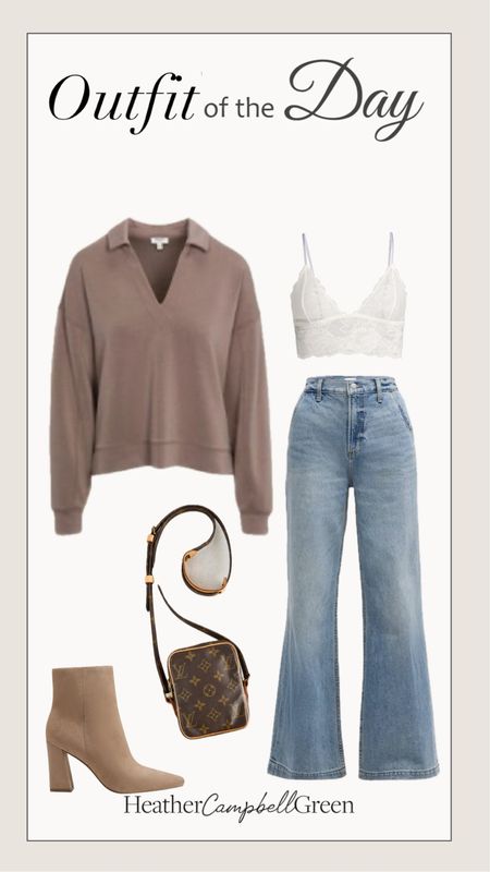 Neutral spring outfit idea perfect for transitional weather. Favorite carpenter high waisted crossbody bag, neutral suede boots, lace trim brunette perfect for layering #SpringOutfit #SpringOutfitIdea #CelebrityStyle

#LTKstyletip #LTKsalealert #LTKFestival