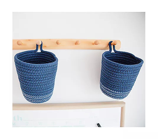 Set of 2 Rope Hanging Baskets w/ Wall Hook by Lauren McBride - QVC.com | QVC