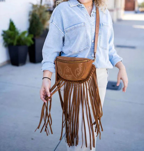 Sierra Saddle Handbag In Saddle Suede | Shop Simon