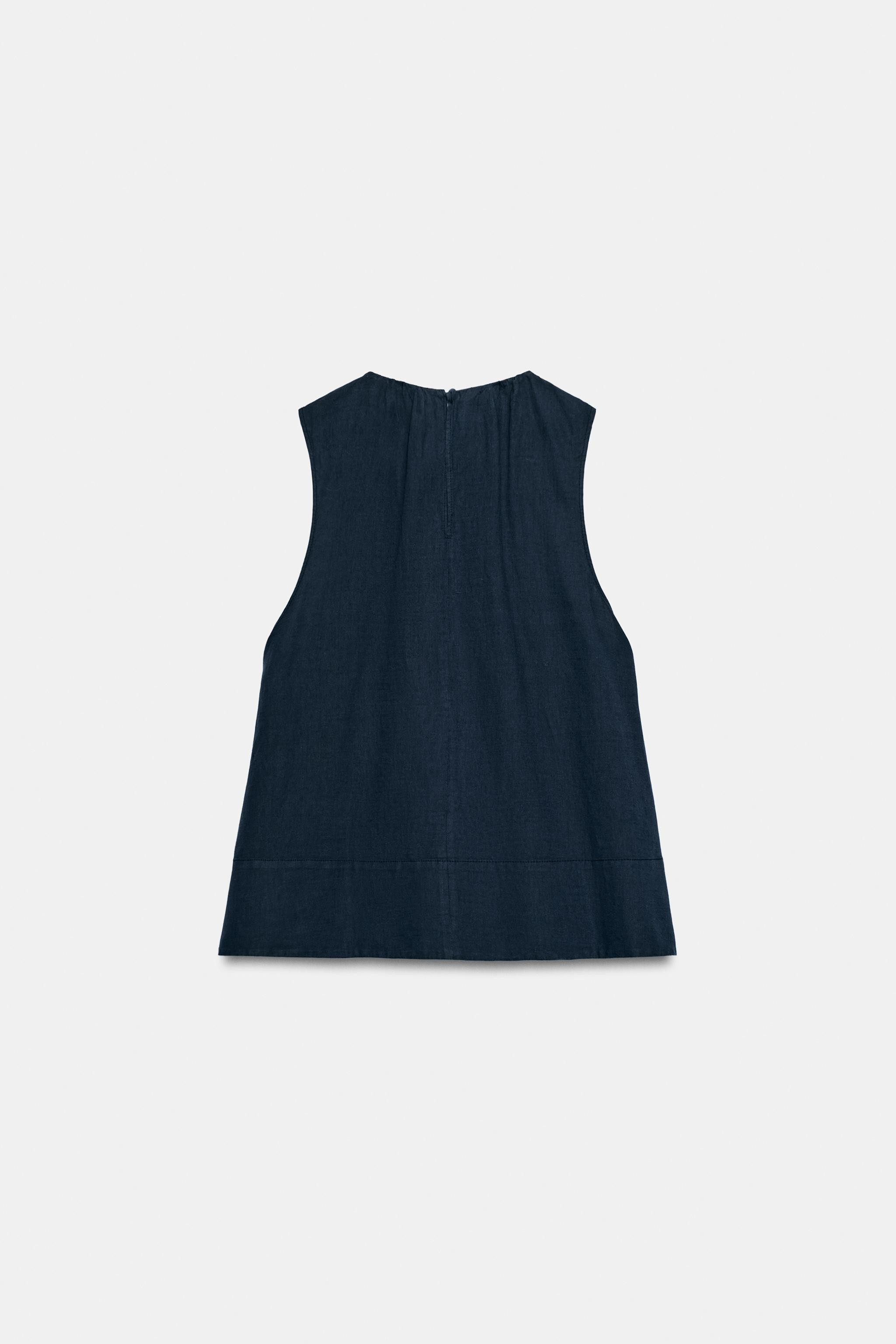 ZW COLLECTION LINEN BLEND TOP | Zara UK