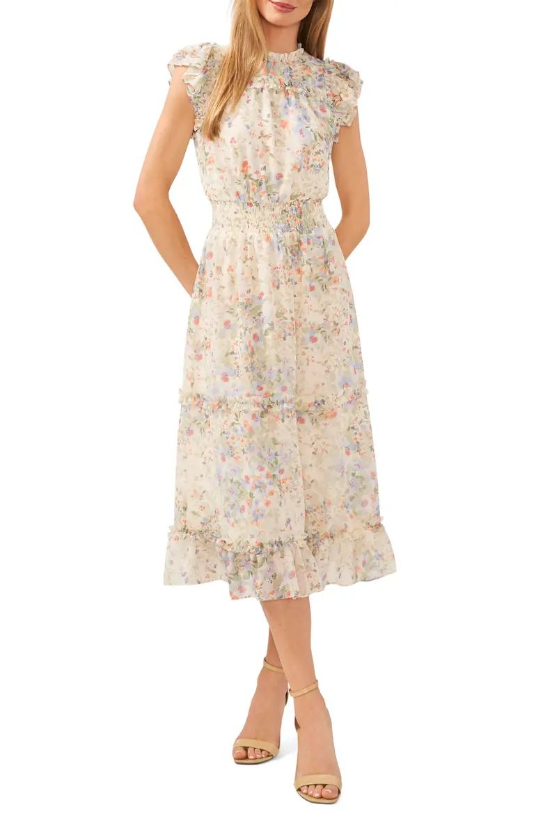 CeCe Floral Ruffle Midi Dress | Nordstrom | Nordstrom