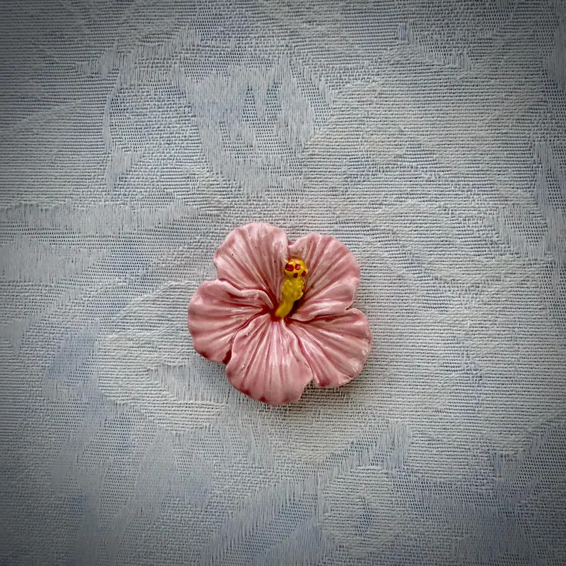 Pink Ceramic Hibiscus, Hand Painted Art Tile, Garden Mosaic Supply - Etsy | Etsy (US)