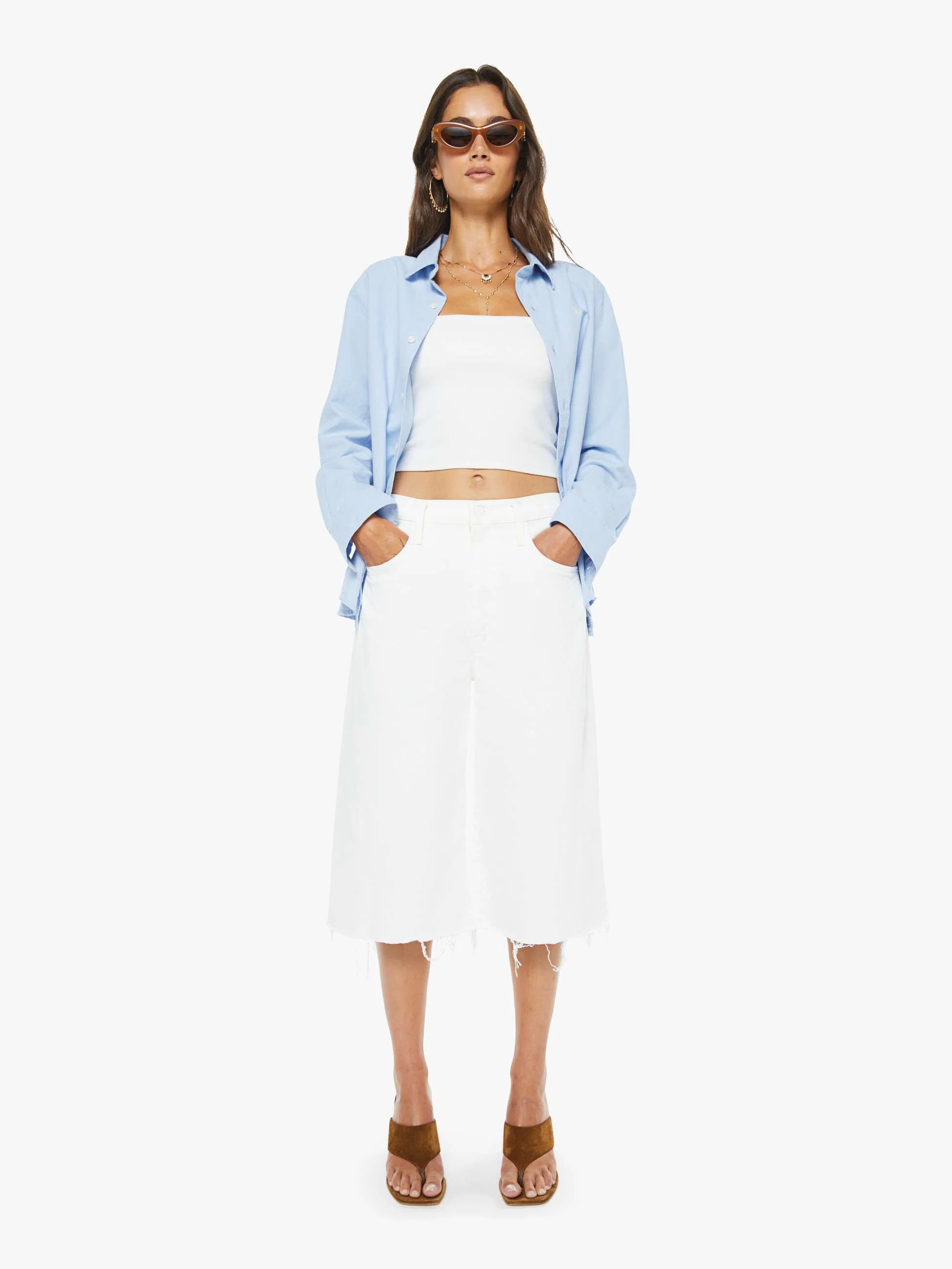 The Whole Lot Zip Twist Fray - Totally Innocent | Mother Denim