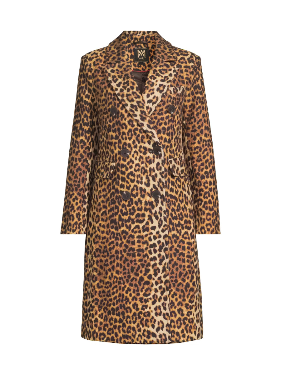 Leopard Double-Breasted Coat | Saks Fifth Avenue