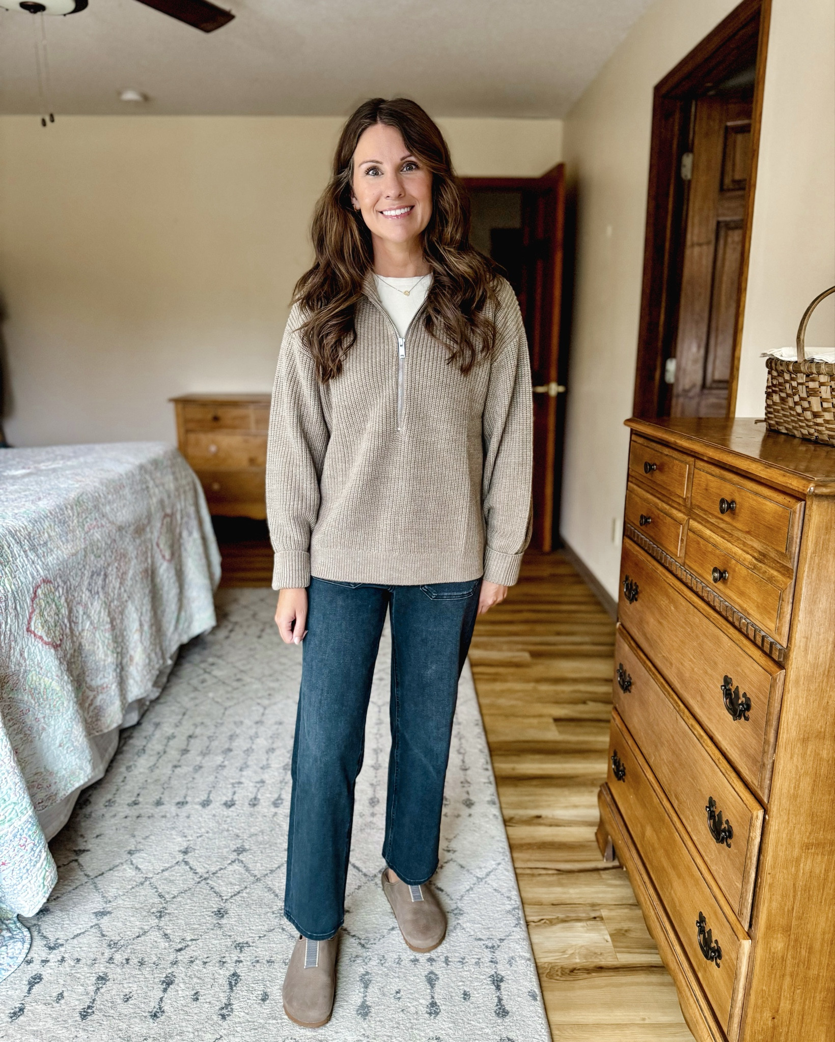 
One pair of pants, 2 outfits:

Outfit 1: Wearing size small in my tee, xs in my half zip, 24 in 26” inseam in my jeans, and my true size 6 in my clogs. 

Outfit 2: Wearing size xs in my cardigan, small in my tee, and 24 with a 26” inseam in my jeans (faded black). My Chelsea boots are super comfy and are a size 6.5. I like to size up in boots. 

#LTKSeasonal #LTKPetite #LTKStyleTip