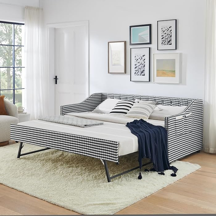 Twin\u2011Size Daybed,Upholstered Convertible Daybed with Tufted Button Backrest, 3\u2011in\u2011... | Amazon (US)