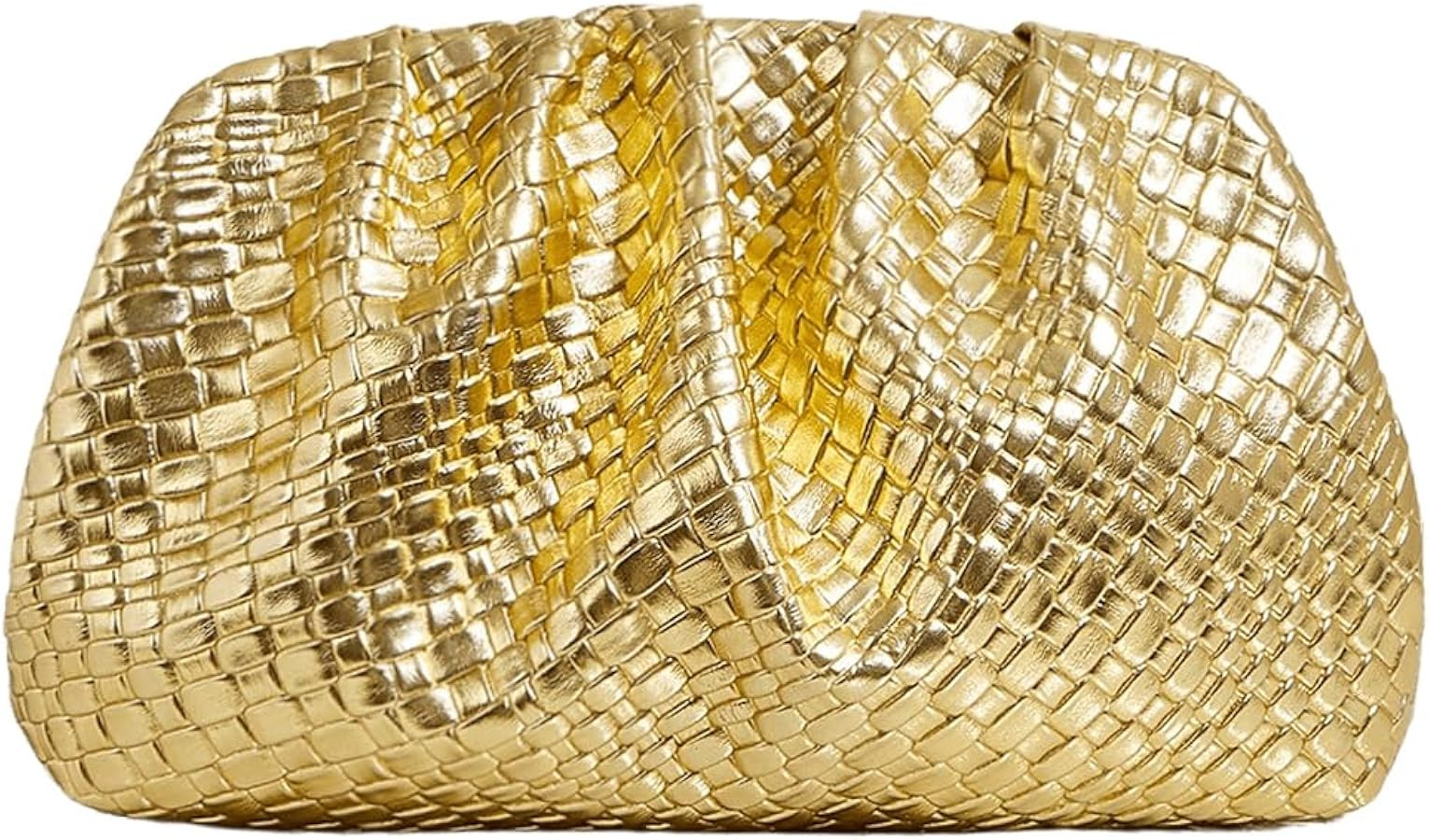 Verdusa Women's Ruched Evening Handbags Metallic Clutch Purses Pleated Leather Cloud Bags | Amazon (US)