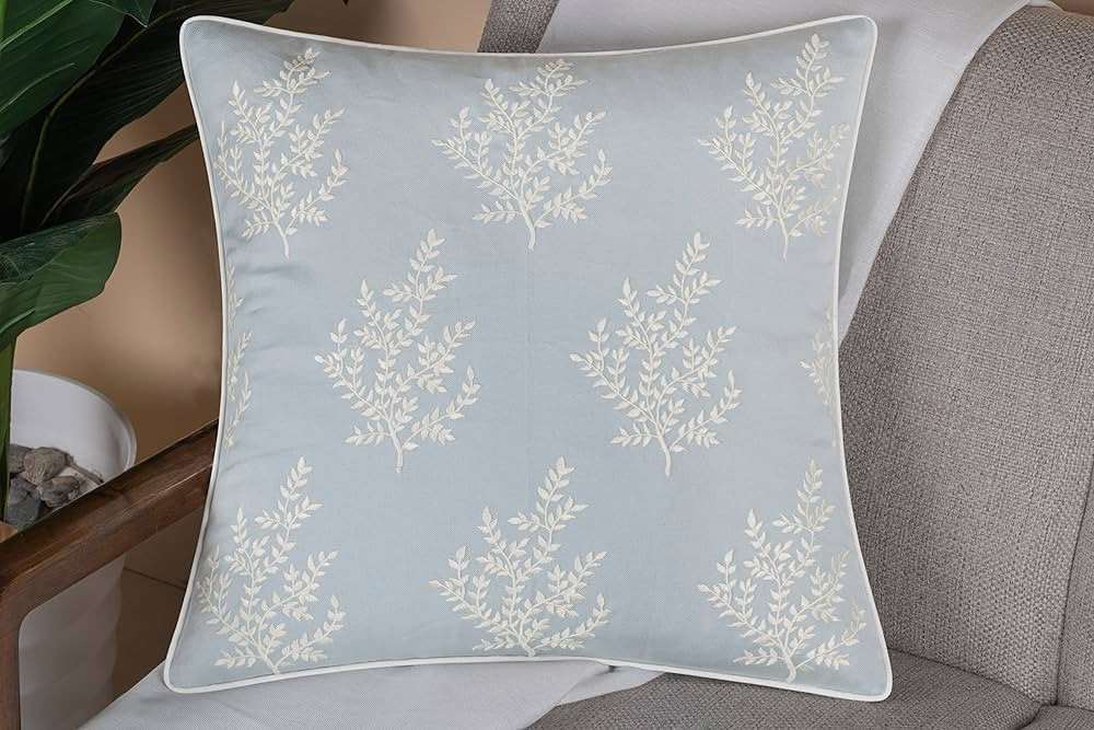 VAGMINE Embroidered Cotton Square Decorative Accent Throw Pillow Cover - for Master Bedroom, New ... | Amazon (US)