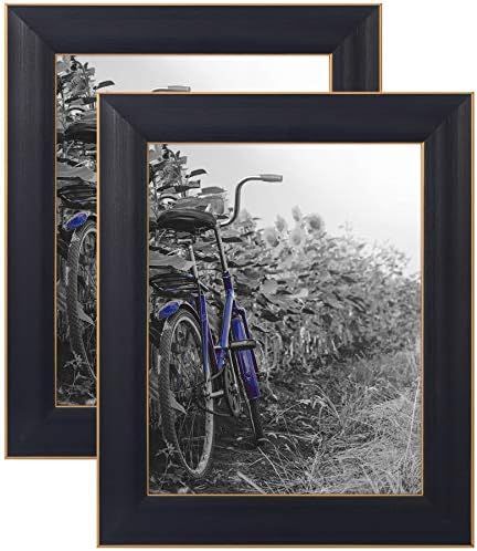 Americanflat 8x10 Rustic Black Picture Frame with Polished Glass - Horizontal and Vertical Format... | Amazon (US)