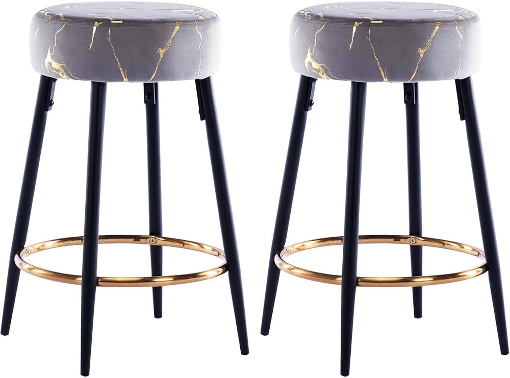 Duhome Counter Height Bar Stools Set of 2, Velvet Kitchen Stools Upholstered Dining Chair Stools ... | Amazon (US)