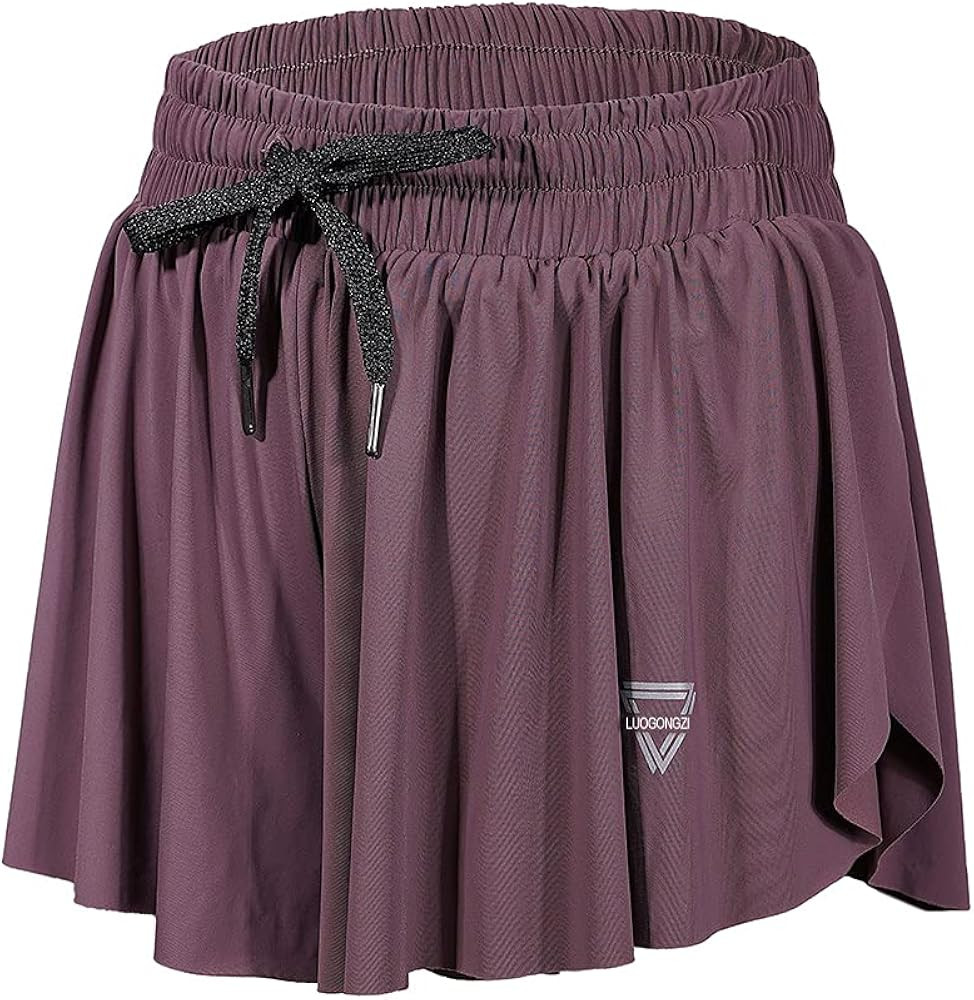 luogongzi 2 in 1 Flowy Running Shorts for Women Gym Yoga Athletic Womens Workout Biker Spandex Lo... | Amazon (US)