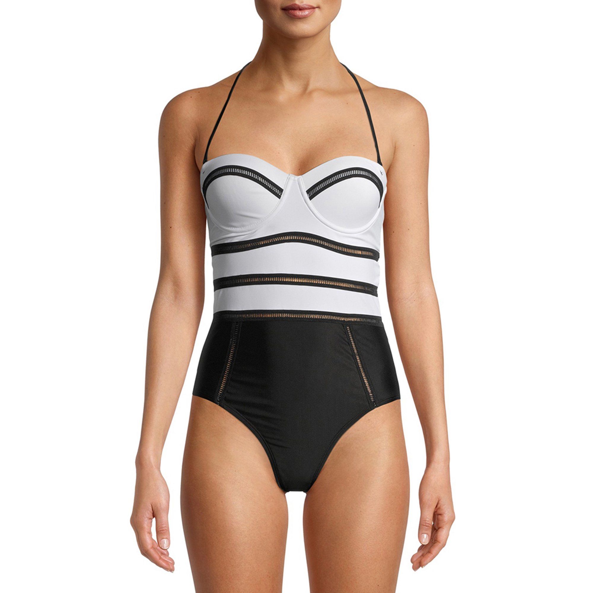 XOXO Women's Novelty Trim Strapless One Piece Swimsuit | Walmart (US)