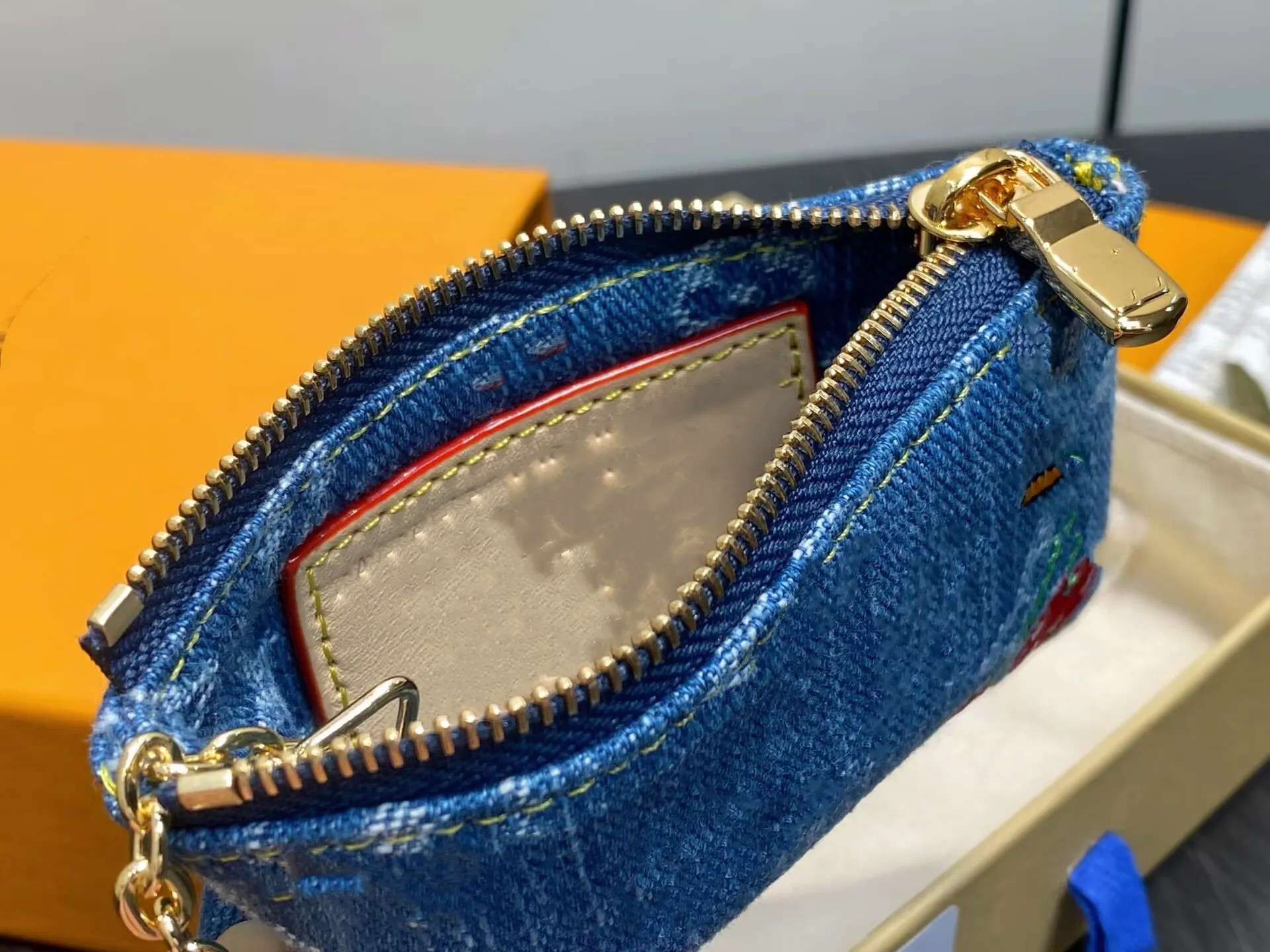 high quality Luxurys Denim Wallet cherry Designer Wallet Men's Women's Zipper Wallet Mini purse d... | DHGate