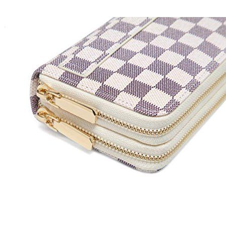 Daisy Rose Dual Zip Wallet-RFID Checkered Hand Strap Clutch- PU Vegan Leather | Walmart (US)