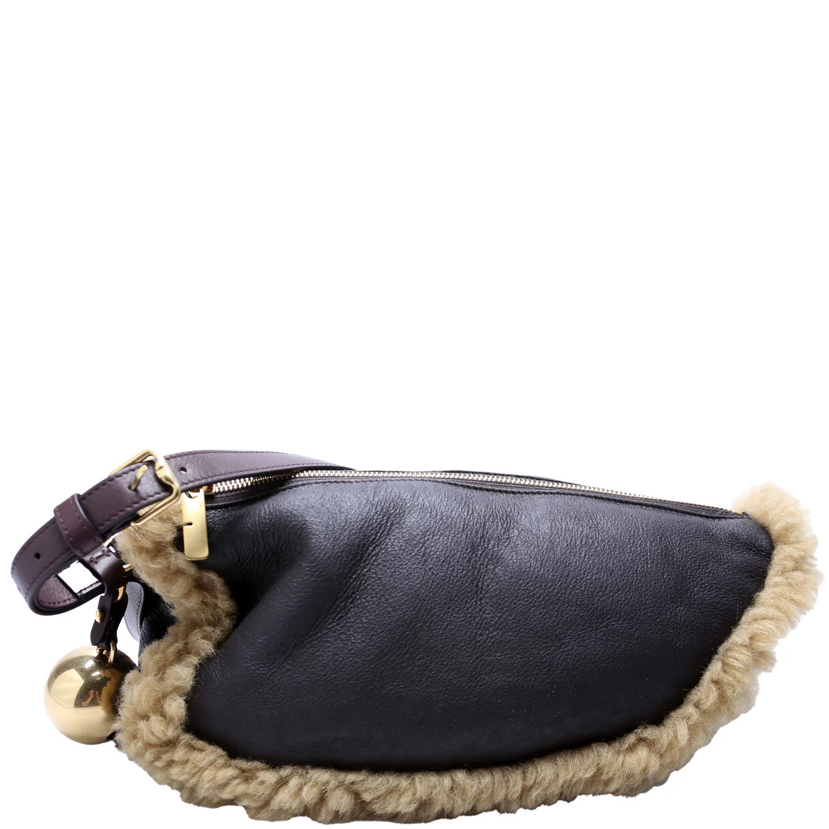 Shield Sling Sherling Small Bag Brown | Keeks Designer Handbags