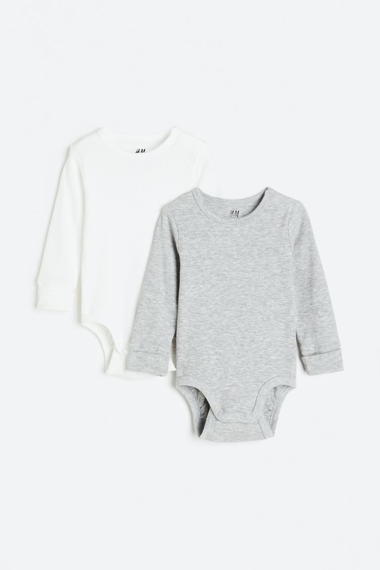 2-pack Adjustable-fit Long-sleeved Bodysuits | H&M (US + CA)