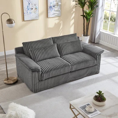 74" Cloud Corduroy Loveseat Sofa, Modern Comfy Couches, 2-Seater Sofa Couch For Living Room, Bedroom And Small Spaces,Gray | Wayfair North America