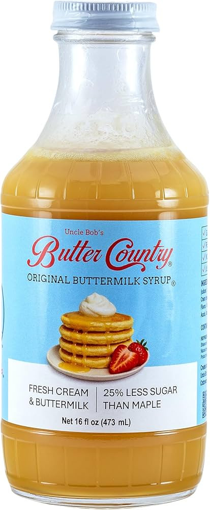 Uncle Bob's Butter Country Original Buttermilk Syrup for Pancakes and Waffles, Less Sugar, No Cor... | Amazon (US)