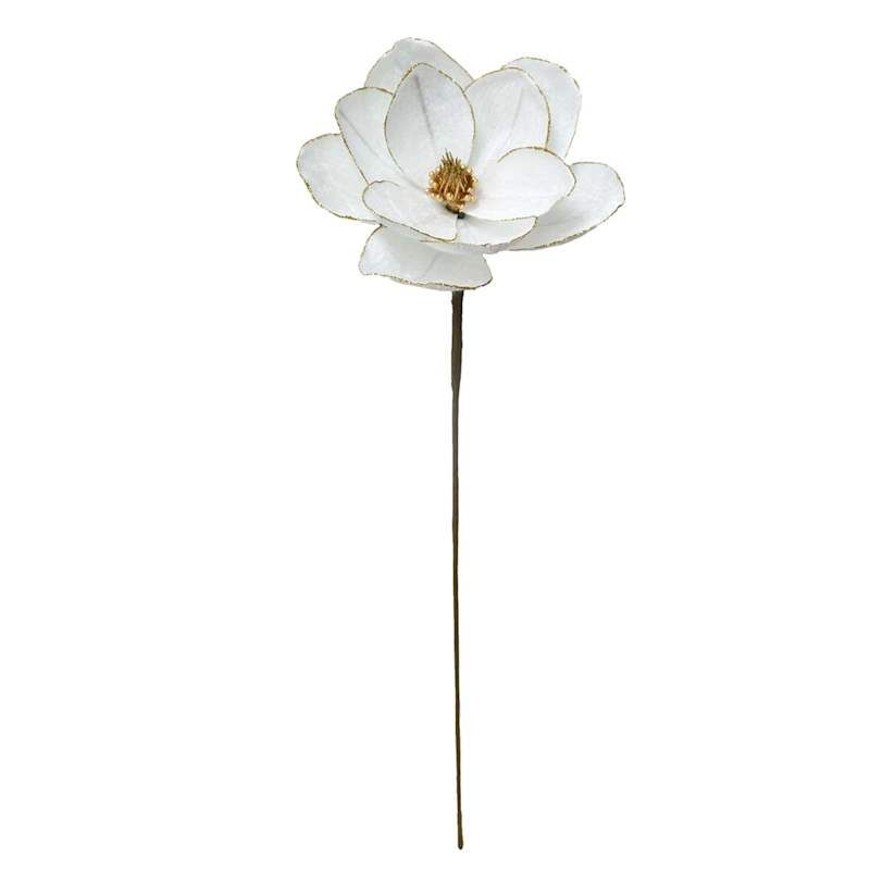 Gold Glittered Magnolia Floral Stem, 24" | At Home