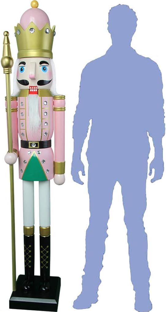 CDL 6 feet Tall Life Size Large Christmas Wooden Nutcracker King Pink BK16 | Amazon (US)