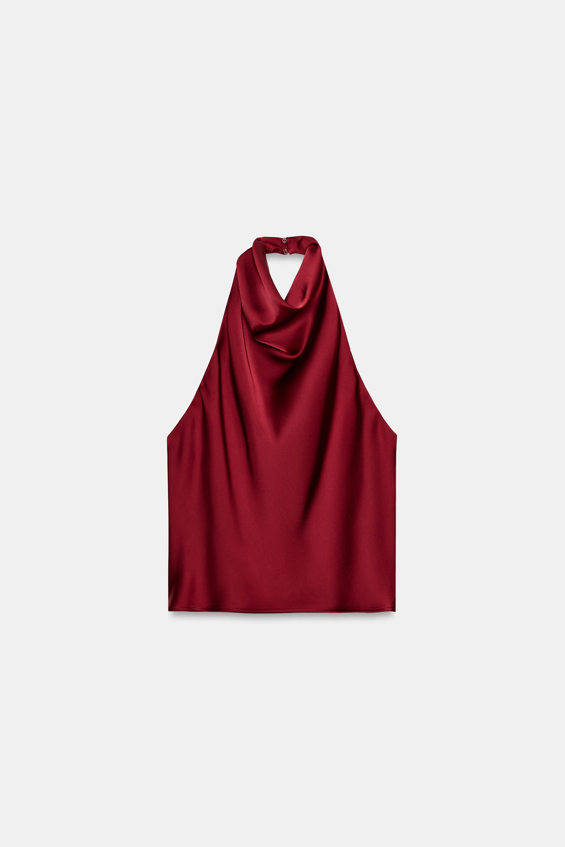Zara - Satin Effect Halter Top - Brown - Xl - Woman | Zara US