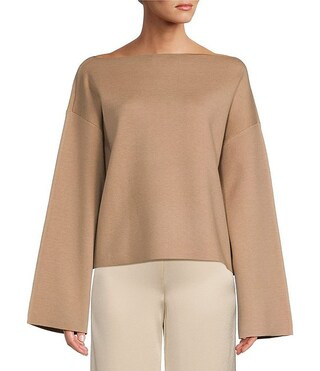 Antonio Melani x Elizabeth Damrich Drapey Wool Boat Neck Long Sleeve Sweater | Dillard's | Dillard's