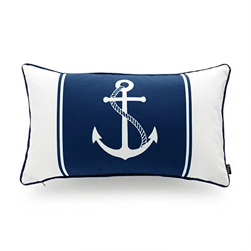 Hofdeco Nautical Indoor Outdoor Pillow Cover ONLY, Water Resistant for Patio Lounge Sofa, Navy Bl... | Walmart (US)