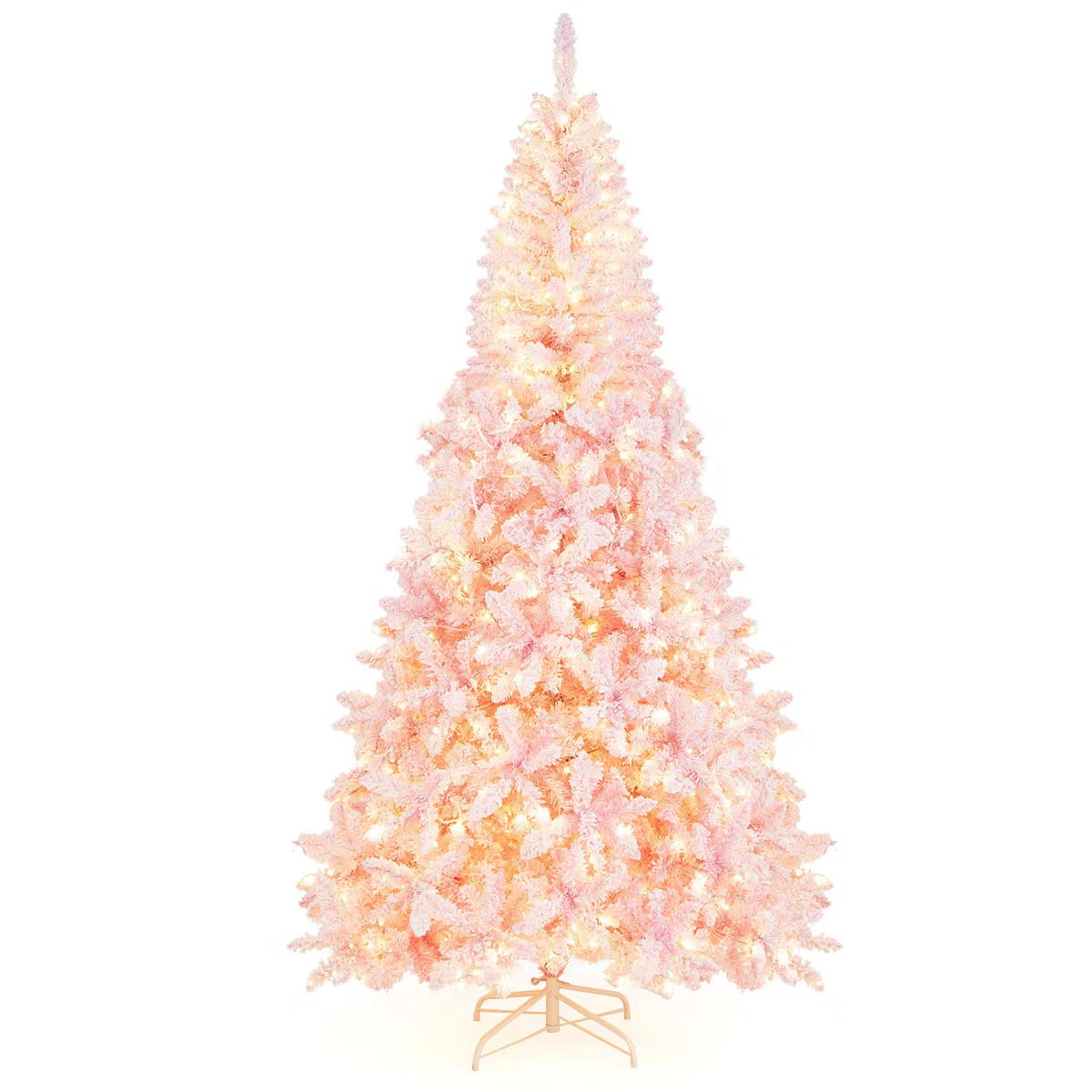 Costway 7.5FT Pre-Lit Snow Flocked Pink Christmas Tree 1100 Tips w/ 450 Lights & 8 Modes | Target