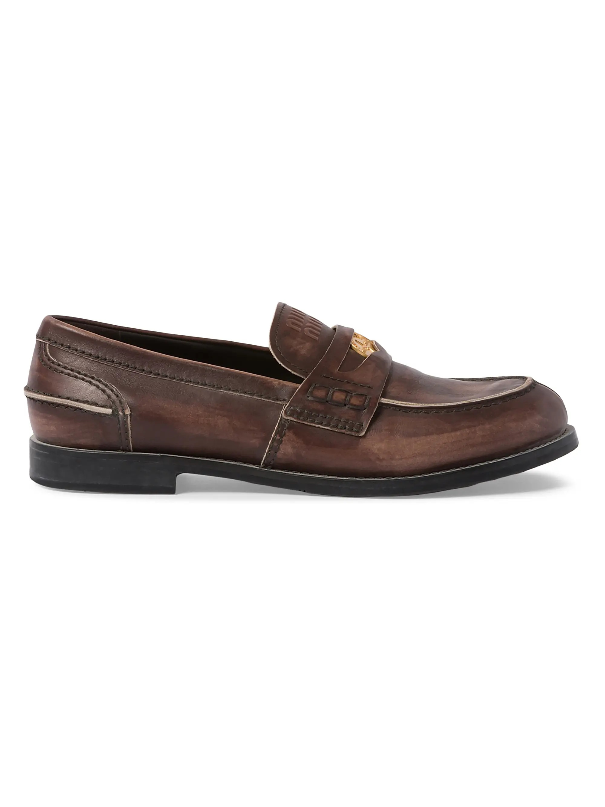 Vintage-Effect Leather Penny Loafers | Saks Fifth Avenue