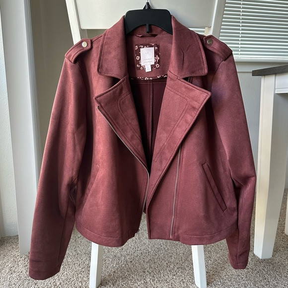 Women's LC Lauren Conrad Suede Moto Jacket. Century Pink. Size Large. | Poshmark