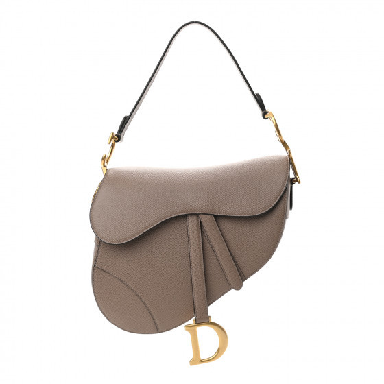 CHRISTIAN DIOR Grained Calfskin Saddle Bag Warm Taupe | FASHIONPHILE (US)