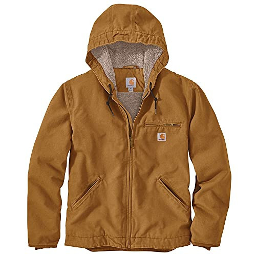Carhartt mens Relaxed Fit Washed Duck Sherpa-lined Jacket Work Utility Outerwear, Carhartt Brown, Medium US | Amazon (US)