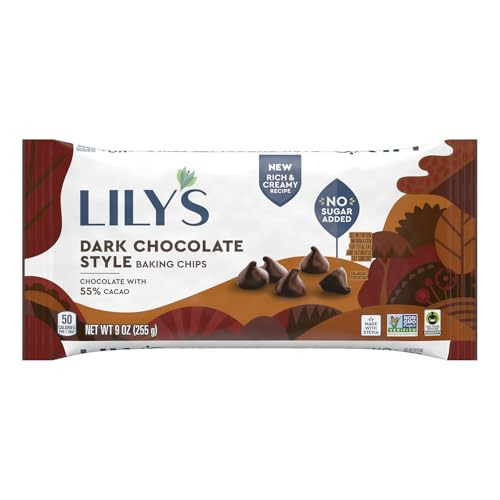 LILY'S No Sugar Added 55% Cocoa Dark Chocolate Baking Chips Laydown Bag, 9 oz. | Amazon (US)